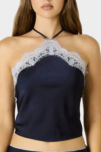 Darcy Lace Trim Halter Top