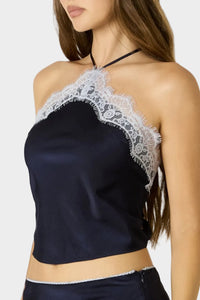 Darcy Lace Trim Halter Top