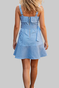 Kenzie Contrast Stitch Belted Mini Dress