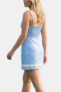 Peyton Rope Trim Mini Dress in Sky Blue/White
