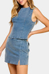 Allie Denim Open Back Top & Mini Skirt Set