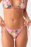 PQ Swim Dahlia Embroidered Lettuce Edge Tie Side Full Bottom