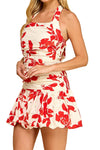 Gemma Halter Floral Eyelet Print Mini Dress