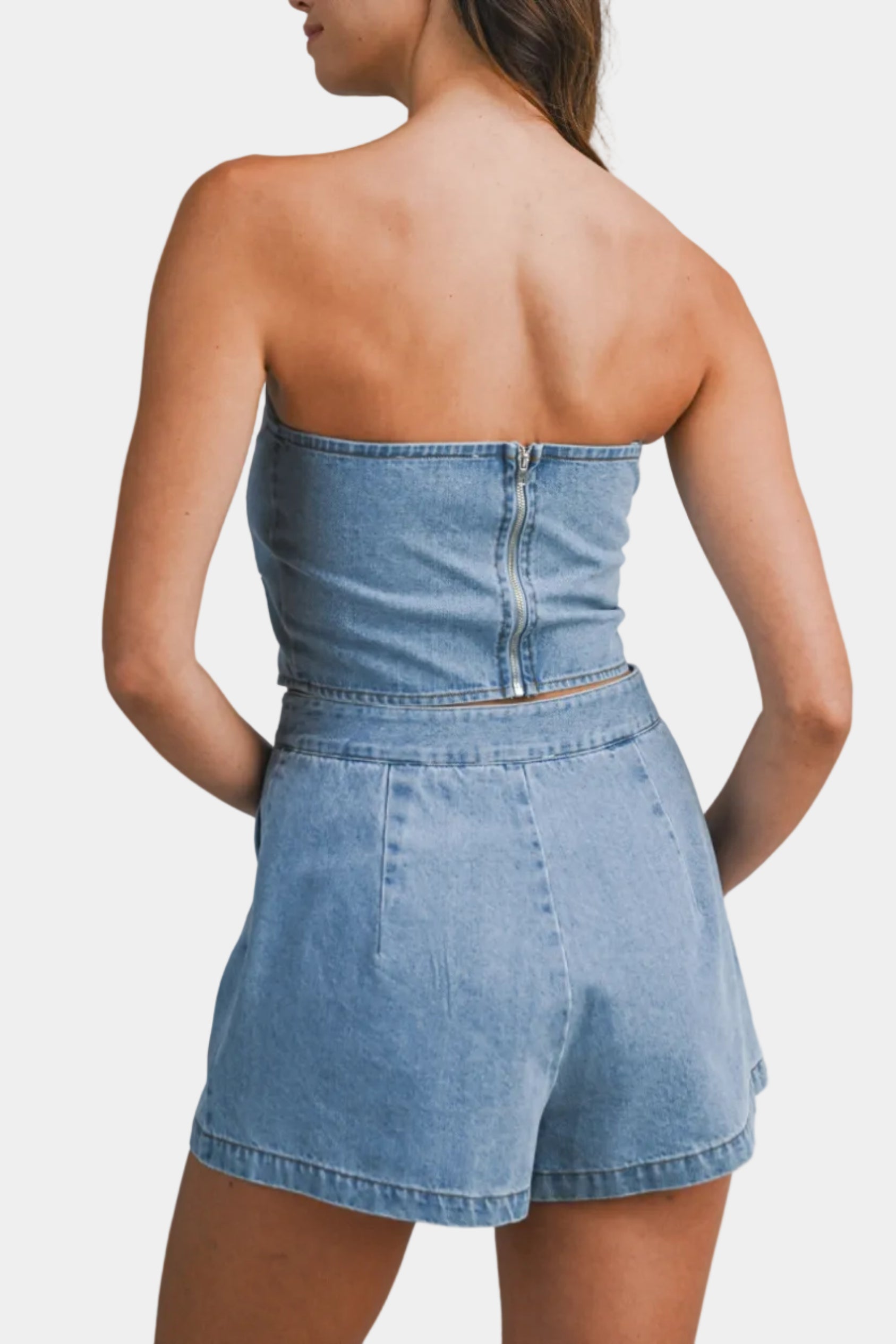 Anderson Denim Button Front Top & Shorts Set