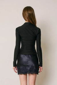 Simmons Satin Lace Trim Mid Rise Mini Skirt