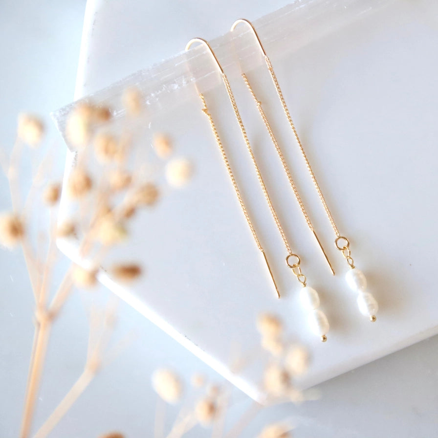 Mesa Blue Pearl Threader Earrings