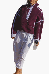 FP Movement Mountain High Half Zip Fleece in Black Cherry Combo