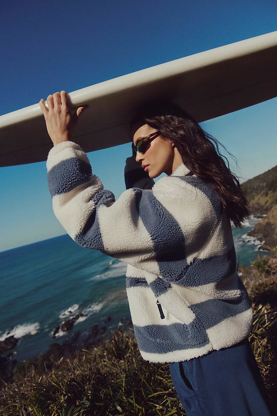 FP Movement Hit The Slopes Printed Fleece Jacket in Rugby Stripes