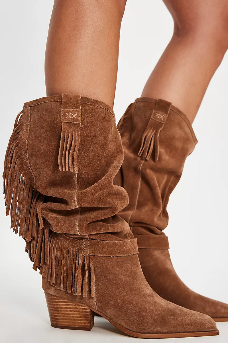 Free People Faith Fringe Western Boots