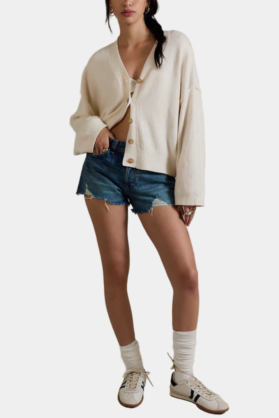 Free People Cool Of The Night Cardi in Ivory