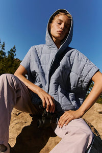 FP Movement Happy Trails Poncho in Blue Grey
