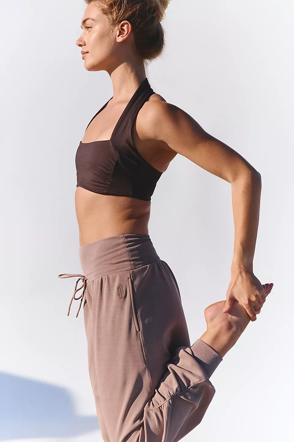 FP Movement Don't Let Go Halter Sports Bra in Chocolate