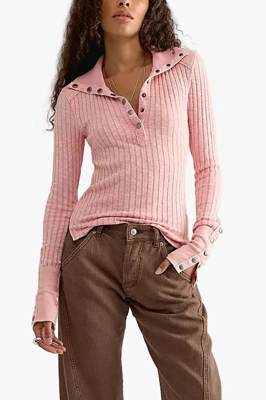 Free People Surplus Cuff Top in Quartz Pink