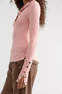Free People Surplus Cuff Top in Quartz Pink
