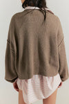Free People Cool Of The Night Cardi in Mocha Melange