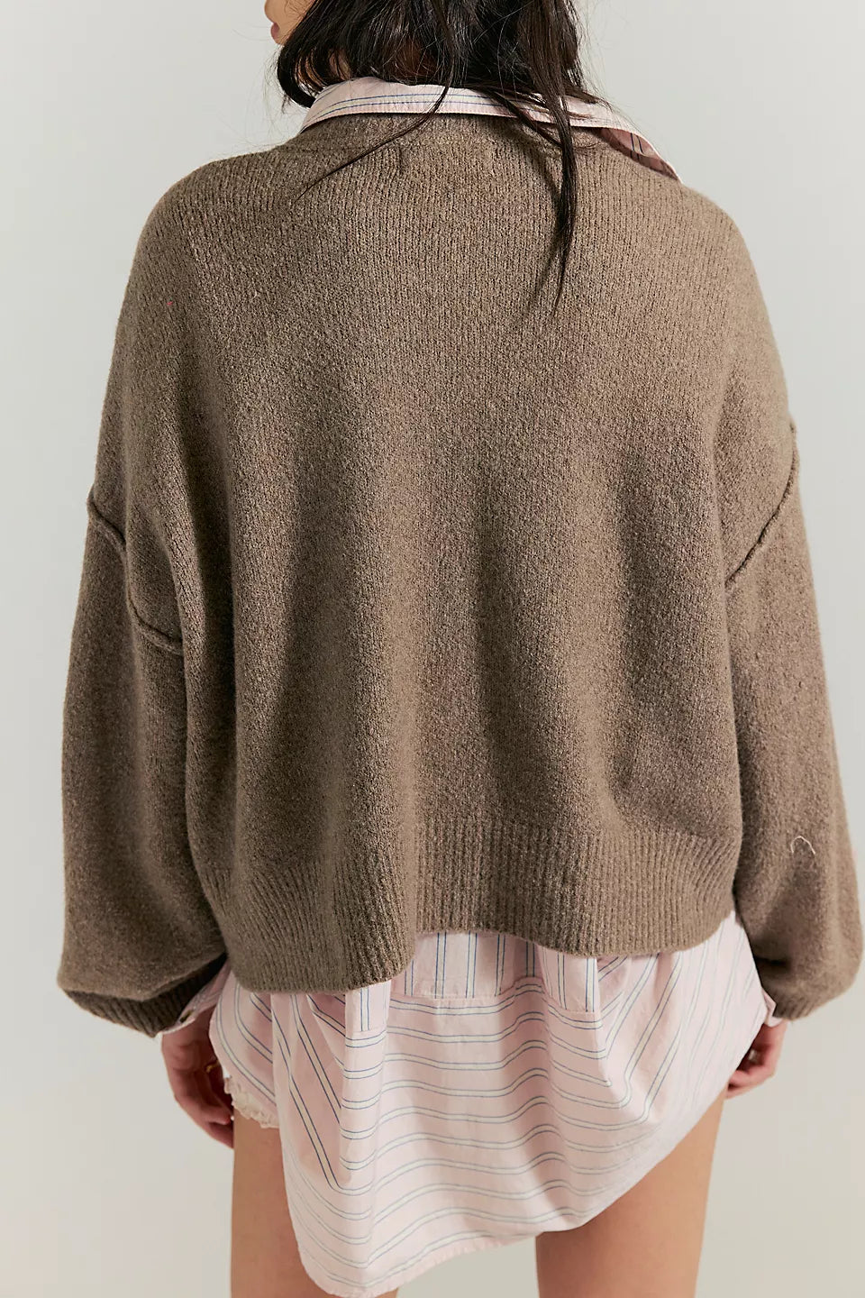Free People Cool Of The Night Cardi in Mocha Melange