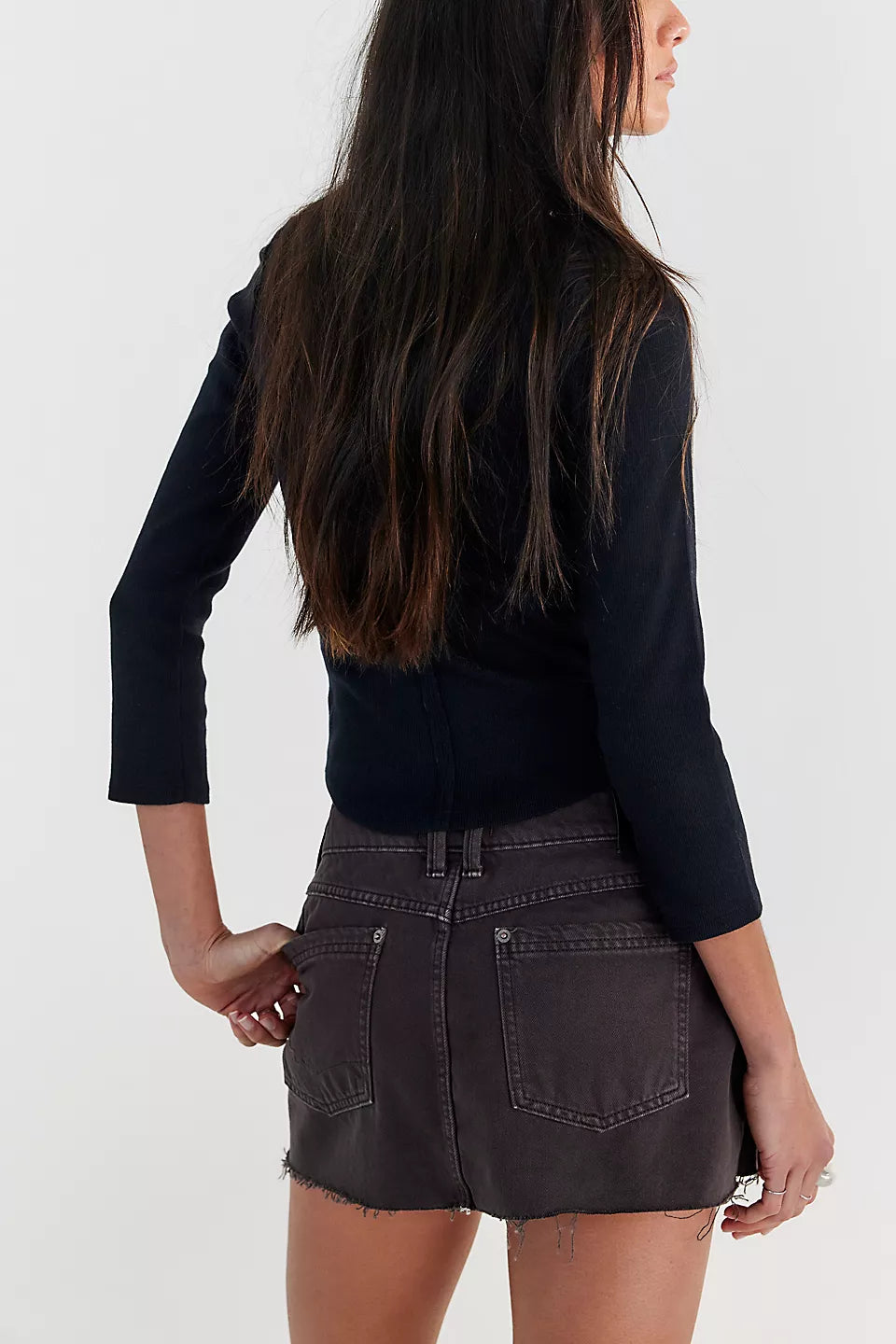 Free People Lainey Low Rise Mini Skirt in Chocolate