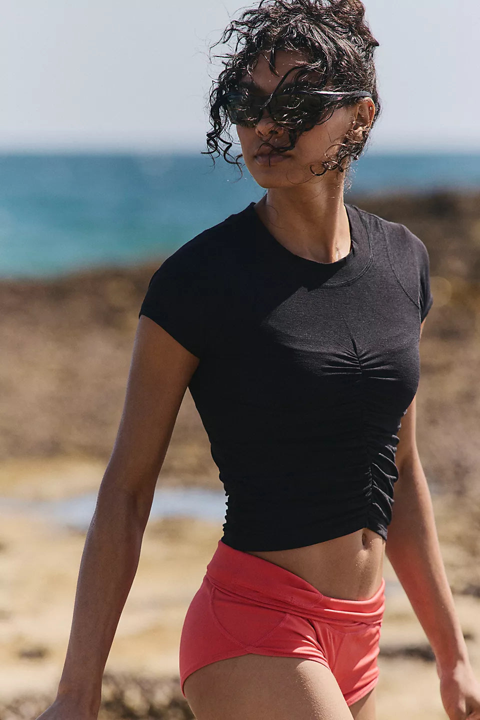 FP Movement Tempo Ruched UV Protection Tee in Black