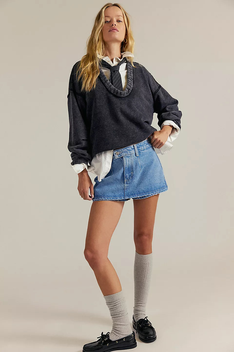 Free People Gallivanting Skort in Oasis Blue