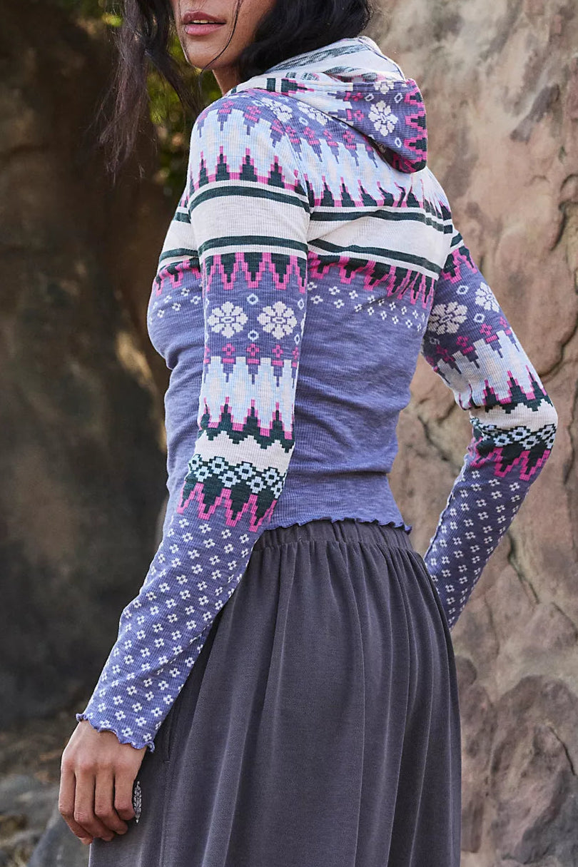 FP Movement Breathe Easy Printed Layer in Plaid Fairisle Graph
