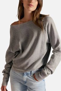 Free People Jess Long Sleeve Top in Heather Grey