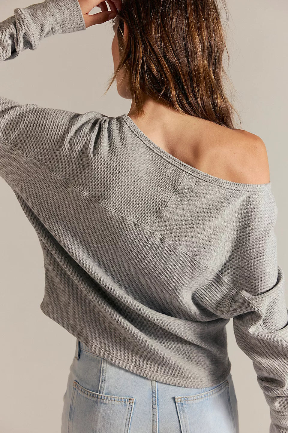 Free People Jess Long Sleeve Top in Heather Grey