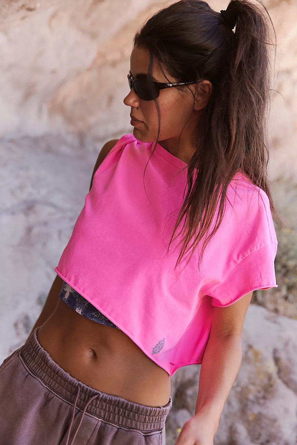 FP Movement Hot Shot Cropped Tee in Hot Pink