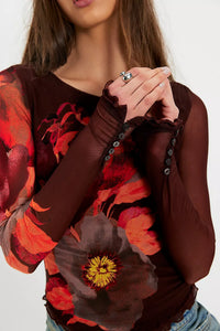 Free People Lily Printed Long Sleeve