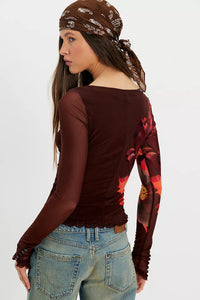 Free People Lily Printed Long Sleeve