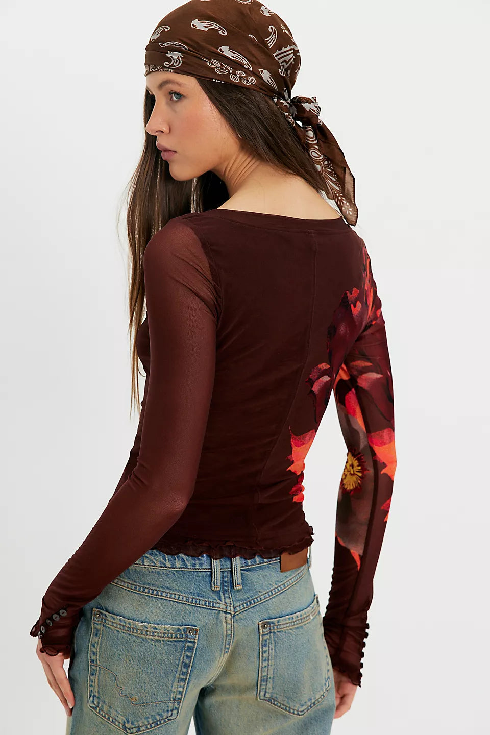 Free People Lily Printed Long Sleeve