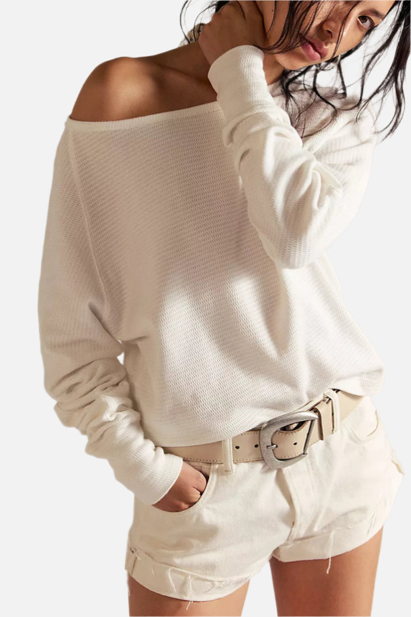 Free People Jess Long Sleeve Top in Ivory