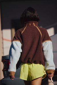 FP Movement Mountain High Colorblock Half Zip Fleece in Cocoa Sky Combo