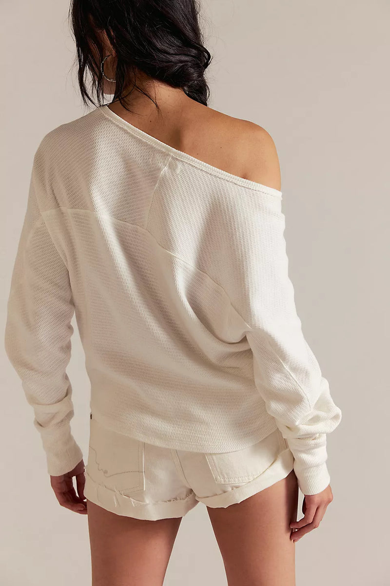 Free People Jess Long Sleeve Top in Ivory