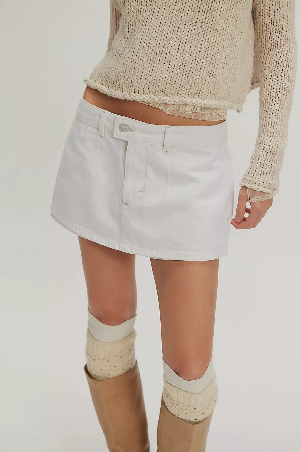 Free People Gallivanting Skort in Optic White