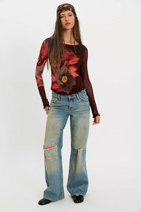 Free People Lily Printed Long Sleeve