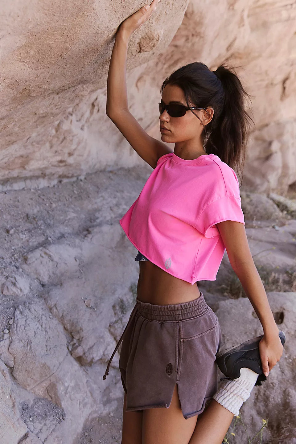 FP Movement Hot Shot Cropped Tee in Hot Pink