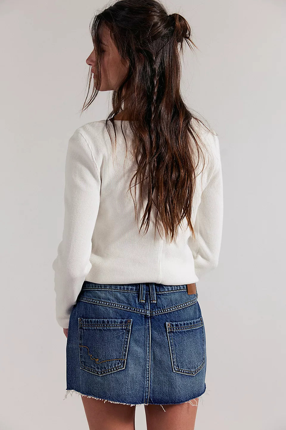 Free People Lainey Low Rise Mini Skirt in Cool Beans