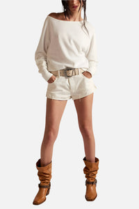 Free People Jess Long Sleeve Top in Ivory