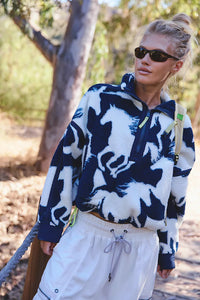 FP Movement Mountain High Printed Half-Zip Fleece in Wild Horses Navy Combo