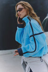FP Movement Mountain High Shine Half Zip Fleece in Bright Blue Combo