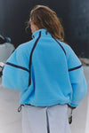 FP Movement Mountain High Shine Half Zip Fleece in Bright Blue Combo