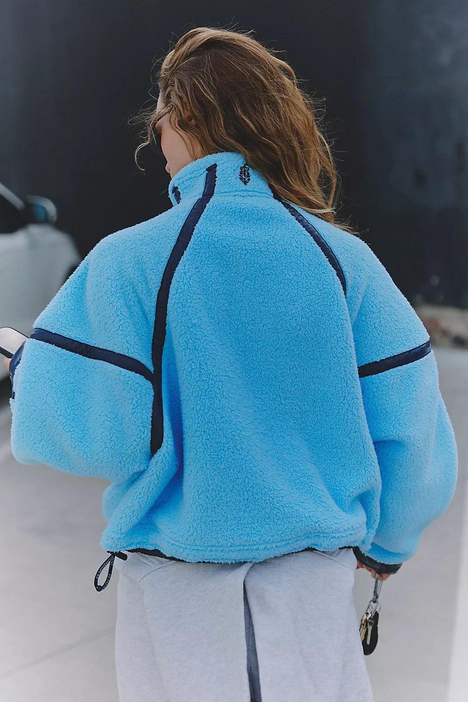 FP Movement Mountain High Shine Half Zip Fleece in Bright Blue Combo