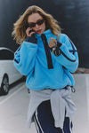 FP Movement Mountain High Shine Half Zip Fleece in Bright Blue Combo