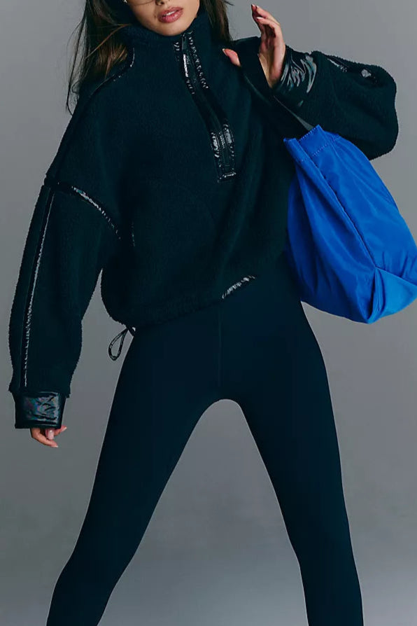 FP Movement Mountain High Shine Half Zip Fleece in Black Combo