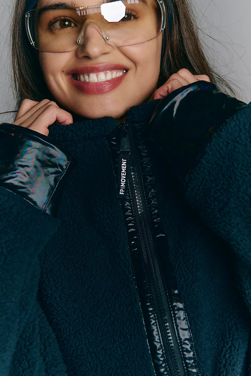 FP Movement Mountain High Shine Half Zip Fleece in Black Combo