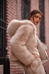Free People Louder Please Fur Jacket in Almond Flour