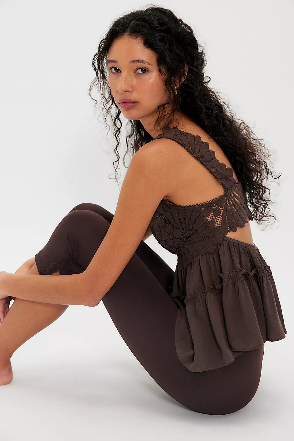 Free People Petal Party Shapeless Cami in Shaved Chocolate