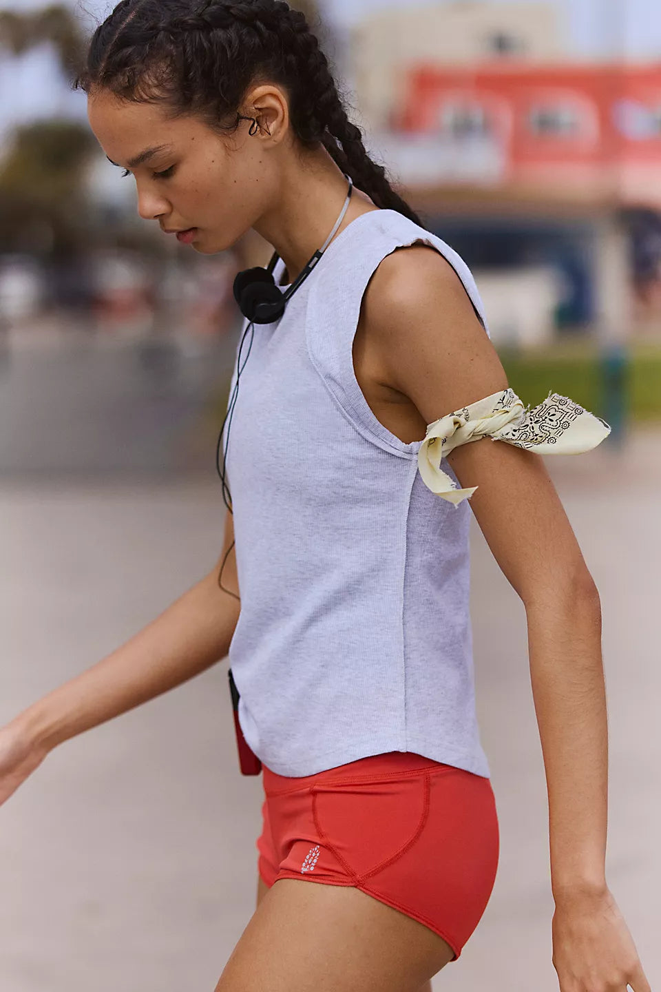 FP Movement Love My Twist Muscle Tank in White Heather Grey