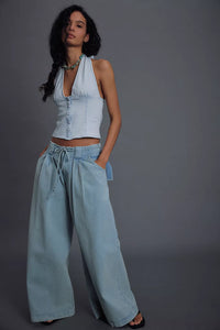 Free People Ramona Denim Halter Top
