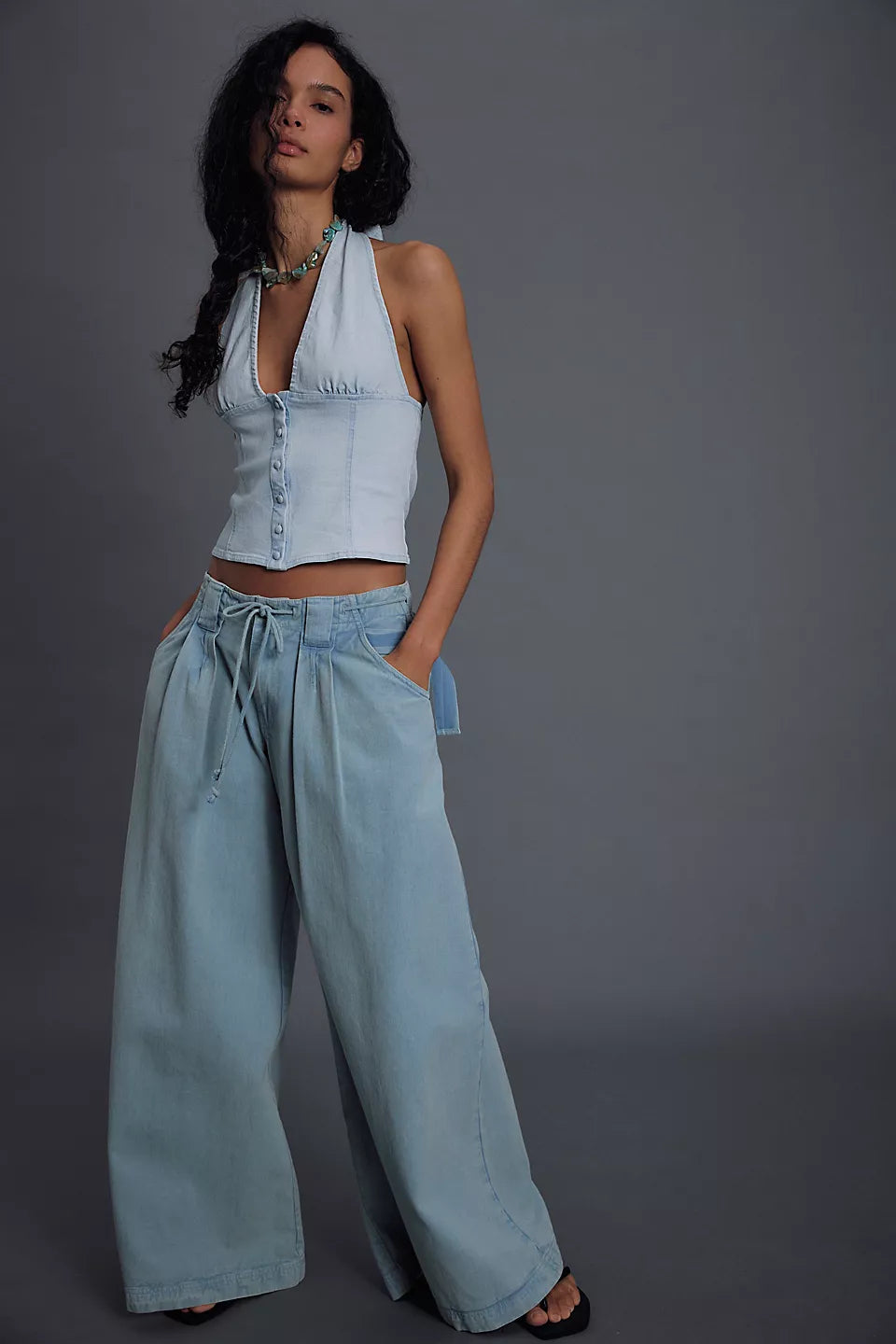 Free People Ramona Denim Halter Top